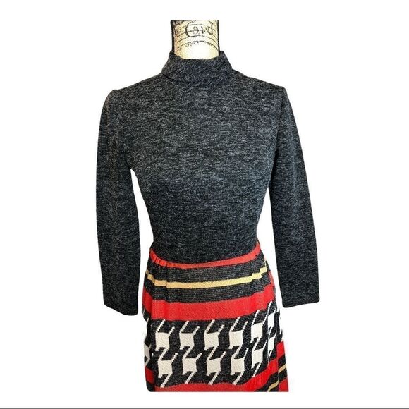 Vintage mod style 70’s maxi dress size small union made abstract - Picture 3 of 12